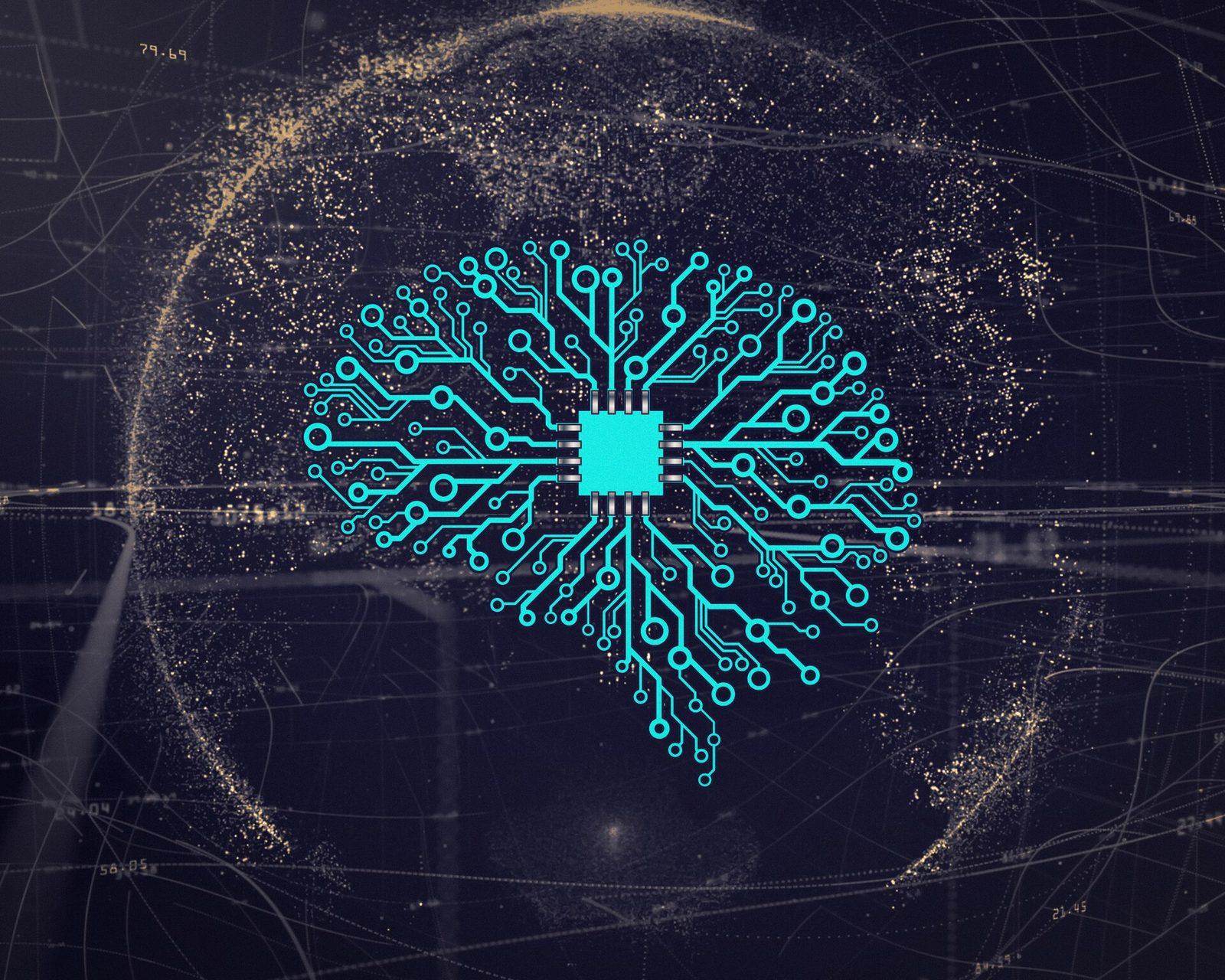 Illustration d’un réseau de neurones artificiels sur fond de données : AI Overviews et recherche