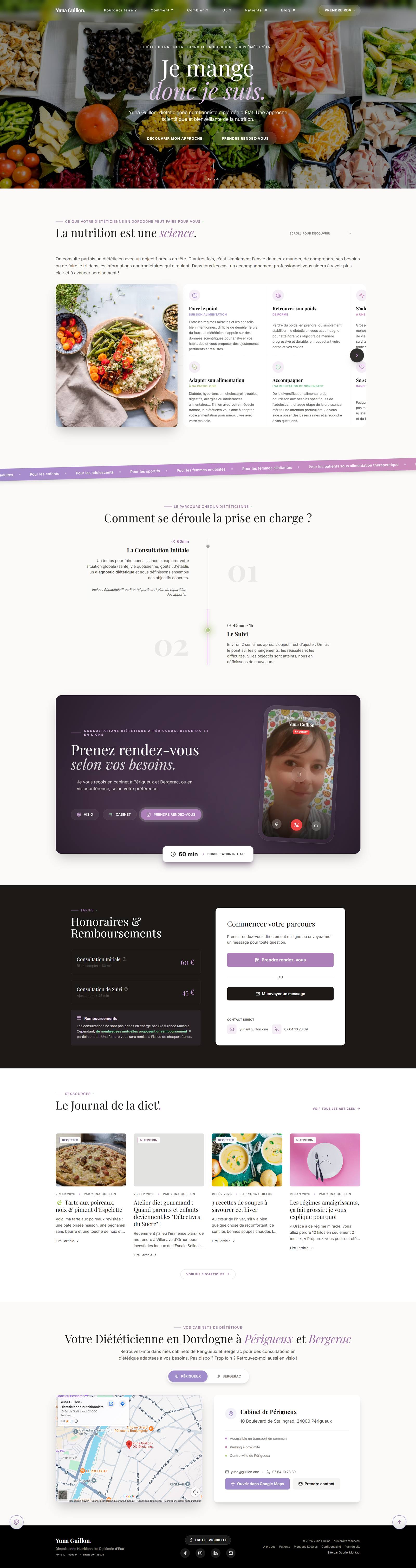 Capture pleine page du portfolio de Yuna Guillon